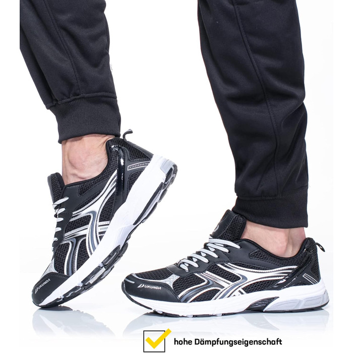 Чоловічі бігові кросівки Mombasa з дихаючого сітчастого матеріалу та зчепною підошвою. Білі (43 EU, Чорний)