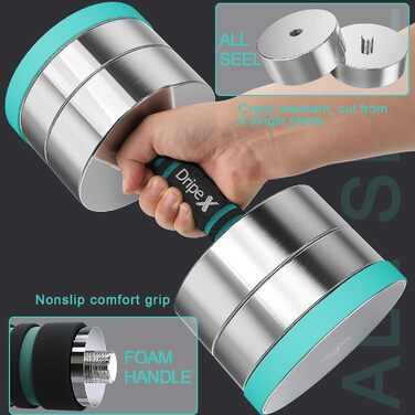 Комплект гантелей Dripex з регульованою вагою, сталь, 2 x 15 кг, зручна ручка, для домашніх тренувань
