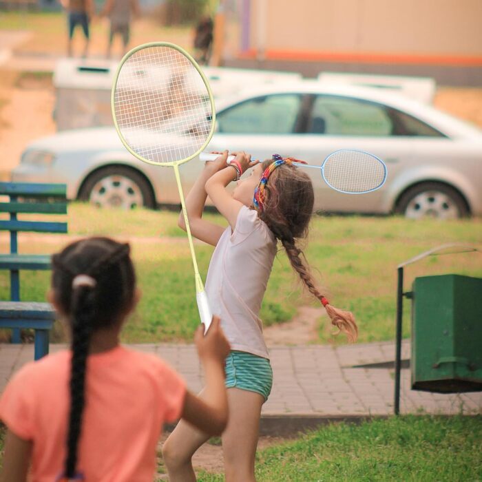 Набір для бадмінтону OGEENIER: 4 ракетки, 6 воланів, сумка, блакитний+жовтий, 3 1/4 дюйма