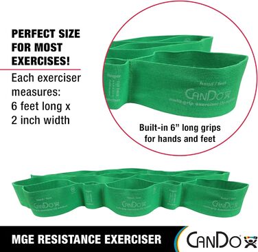 Еспандер стрічковий CanDo Multi-Grip, середній рівень, зелений, фітнес-стрічка для тренувань