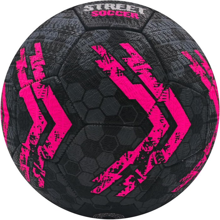 М'яч для вуличної футболу Optimum Unisex – високоякісний, зносостійкий гумовий м'яч, довговічний протектор, ідеальний для бетону та асфальту, універсальний, багатокольоровий (5 шт. чорний / рожевий)