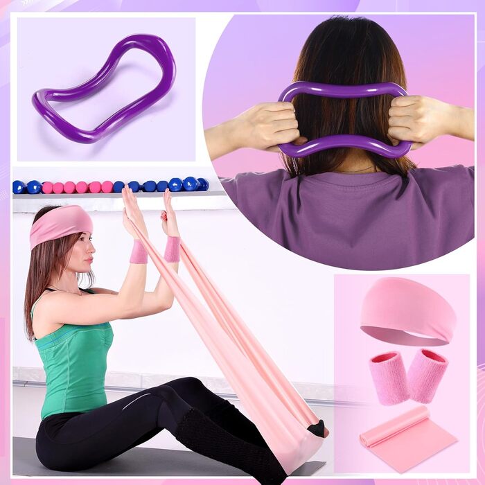 Pilates Ring Set 22 шт. для жінок: еспандери, м'ячі для йоги, ремінь, шкарпетки, браслети, сумка для тренувань Poen