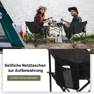 Крісло для кемпінгу Hausprofi складне, 150 кг, чорне. Зручне, з сумкою для перенесення, для пікніків, відпочинку на природі та риболовлі