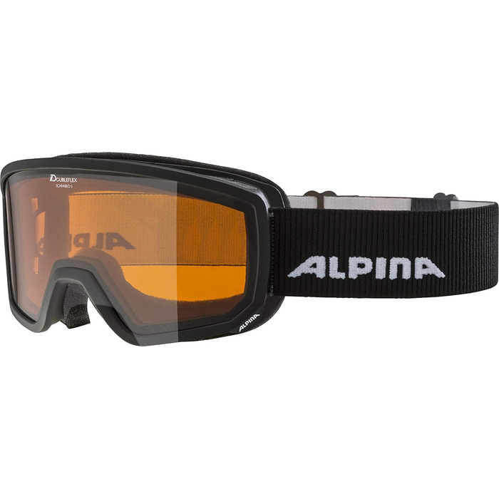 ALPINA SCARABEO S – Захисна лижна маска OTG для дорослих, чорна, антифог, ударостійка, 100% UV-захист