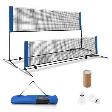 Мережа для бадмінтону GOPLUS зі стійкою, тенісна сітка 89-155 см, сумка та 2 волани. Переносний стійкий для бадмінтону, тенісу, волейболу (310 см)