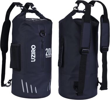Водонепроникний рюкзак UZIRO 20L, Dry Bag, чорний