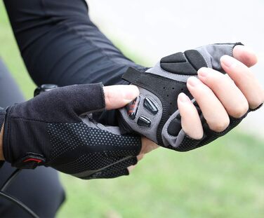 Велосипедні рукавички ROTTO MTB, напівпальцеві для чоловіків та жінок з гелевою та SBR-подушкою, чорно-сірі, розмір L