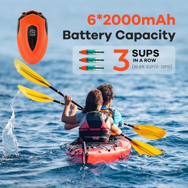 Електричний надувний насос SUP з акумулятором 12000mAh, 20 PSI - SUP, човни, каякі, кайтсерфінг