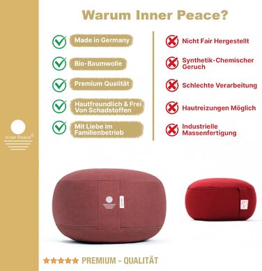 Подушка для медитації та йоги Inner Peace кругла, з органічної бавовни та лушпиння гречки, знімний чохол, фіолетова