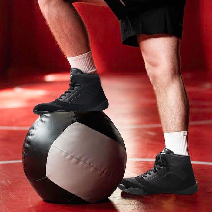Чоловічі боксерські/боротьняні кросівки ZVC для боротьби, пауерліфтингу та бодібілдингу, 45 EU, чорний колір