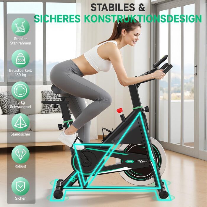 DMASUN Hometrainer: Безшумний велотренажер з регулюванням опору, LCD-дисплеєм та зручним сидінням (до 160 кг)