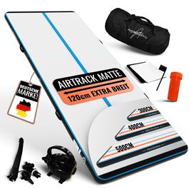 Надувний гімнастичний мат Airtrack Matte для акробатики та боді-гім the (500 x 120 x 10 см), матовий, з електричним насосом, сумкою та ремкомплектом