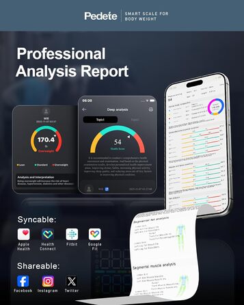 Вага для вимірювання жиру в тілі Smart, цифрова вага з Bluetooth, аналіз складу тіла, BMI, протеїн, 400lb