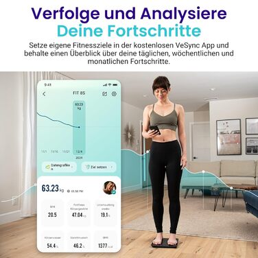 Електрична вага Etekcity для вимірювання складу тіла (180 кг, 13 показників, Bluetooth, APP)