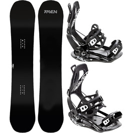 Сноуборд RAVEN Pure Black + Фіксуючі кріплення FT360 Black, Lemon Snowboard 148 см + Кріплення S FT360 Black