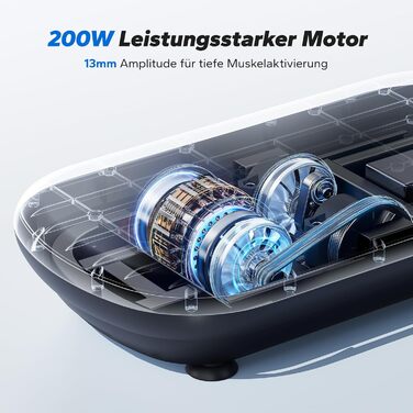 Вібраційна платформа MERACH для фітнесу та схуднення, 13 мм амплітуда, 200 кг, Bluetooth, чорна