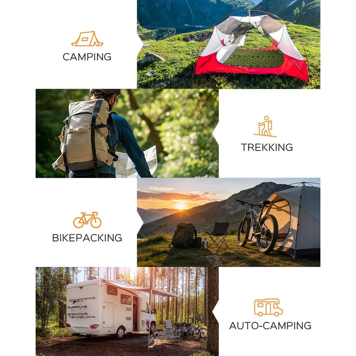 Каремат туристичний надувний Isomatte Camping з вбудованим насосом, зелений - для походу, кемпінгу, відпочинку на природі