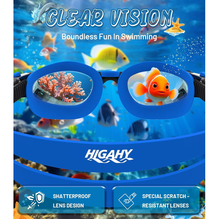 Дитячі окуляри для плавання Schwimmbrille: захист від УФ-променів та запобігання запотіванню, водонепроникні, для хлопчиків та дівчаток 6-14 років, сині + темно-сині