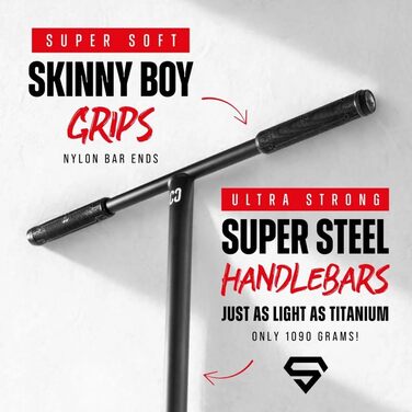 Трюковий самокат CORE Stunt Scooter Trick 110mm ABEC 9, висота 78-96 см, сріблястий, для дітей та професіоналів (від 5 років) + наклейка Fantic26