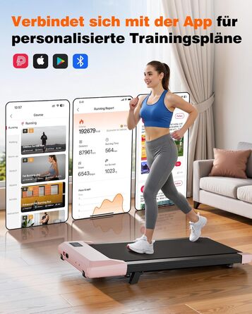 Бігова доріжка Superun Walking Pad для дому та офісу, максимальна вага 159 кг, з режимом тренувань, мобільним додатком та віртуальними трасами, безшумна