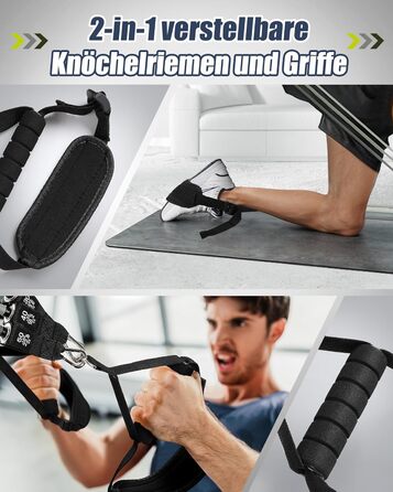 Набір еластичних стрічок для фітнесу AlongsSong (6 шт.) з пілатес-палицею, ручками та фіксаторами для дверей. Опір 20-180/240 lbs. Ідеально для силових тренувань вдома.