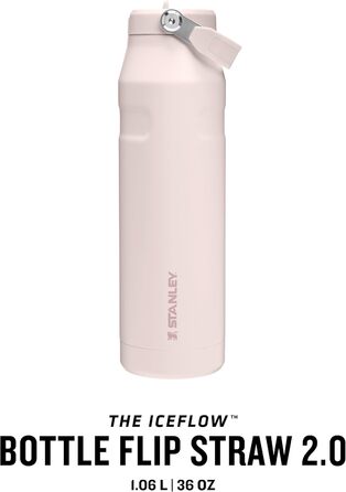Термобутилка Stanley Flip Straw 2.0 з трубочкою 1,06 л, ізольована, зберігає холод 17 годин, 4 дні лід, BPA-free, герметична, для авто, мийка в посудомийці, Rose Quartz