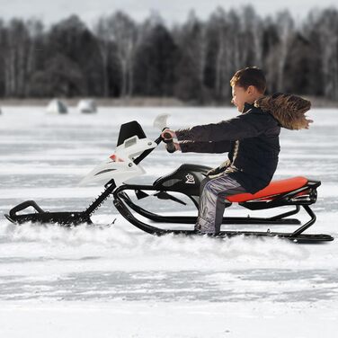 Слалом-санчата з гальмами та ручкою для дітей та дорослих, 80 кг, червоно-білі