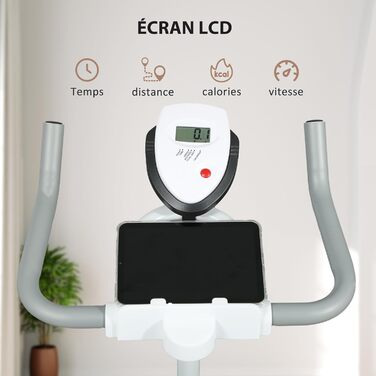 Стаціонарний велотренажер SPORTNOW з регульованим сидінням та опором, LCD-дисплей, кріплення для планшета, для кардіотренувань вдома, білий