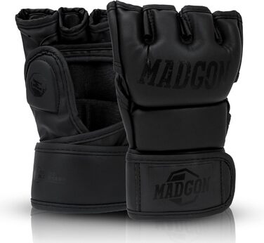 Преміальні MMA рукавички MADGON для єдиноборств, греплінгу, спарингу, крав-мага, муай-тай, боксу, тренувань на мішку, чорні, розмір M, для чоловіків і жінок