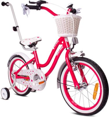 Дитяче велосипед Sun Baby Heart Bike 12/14/16 дюймів, знімний ручка-штовхач, для дівчаток 2-6 років (полуниця, 14 дюймів)