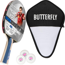 Настільна ракетка Butterfly Timo Boll Silver для тенісу, ITTF сертифікат, анатомічна ручка, комплект з чохлом і 3 м'ячами, якість преміум