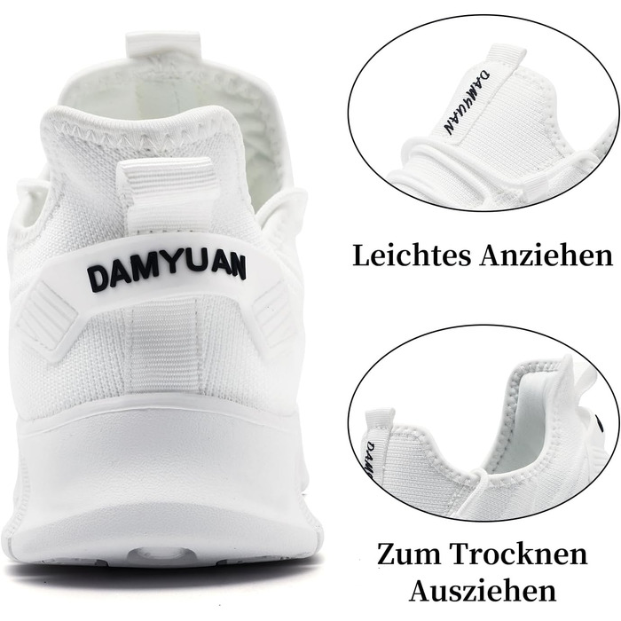 Чоловічі кросівки для бігу, спортивні, повсякденні: легкі, дихаючі, для тенісу, фітнесу, піших прогулянок. Slip-On (43 EU, B White)