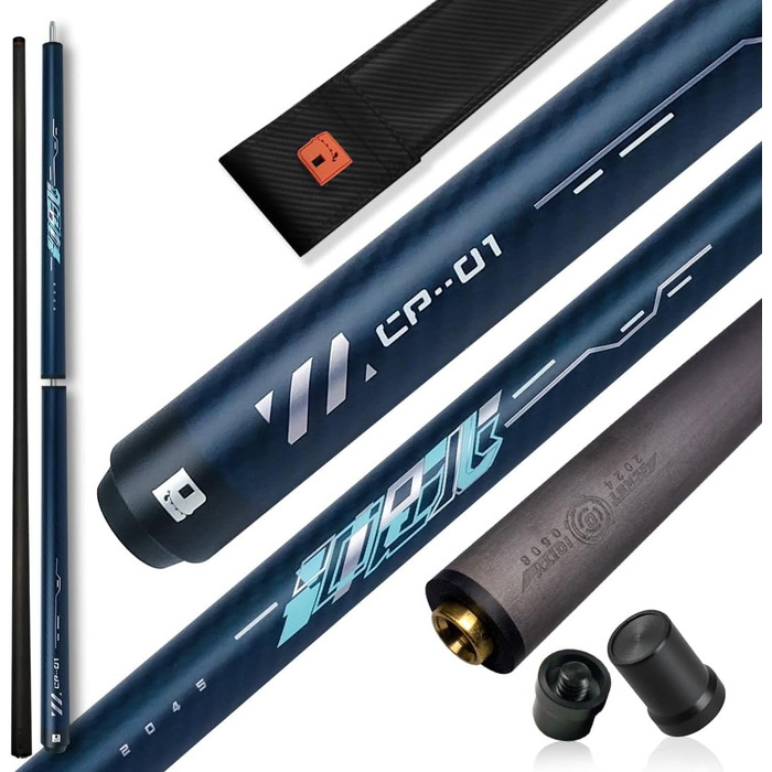 Little Monster Karbonfaser Break & Jump Queue (3 частини), 553 г, 12.9 мм, з чохлом, синій, темно-синій