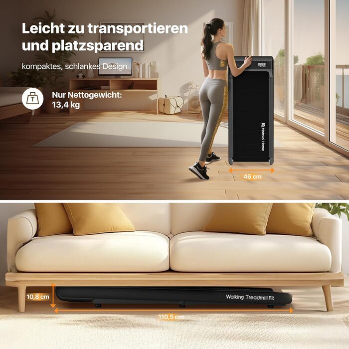 Walking Pad Smart KI: компактний біговий тренажер 2-в-1 для дому та офісу | LED-дисплей, пульт керування, 6 км/год, до 120 кг