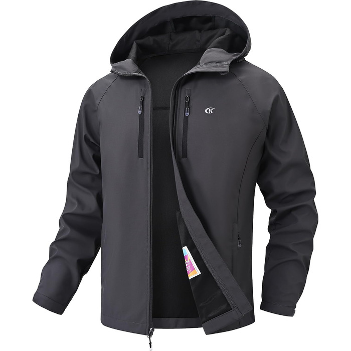 Чоловіча куртка Softshell Huayuzh водонепроникна та вітрозахисна, дихаюча outdoor куртка-вітровка для походів та кемпінгу, сіра, розмір XL