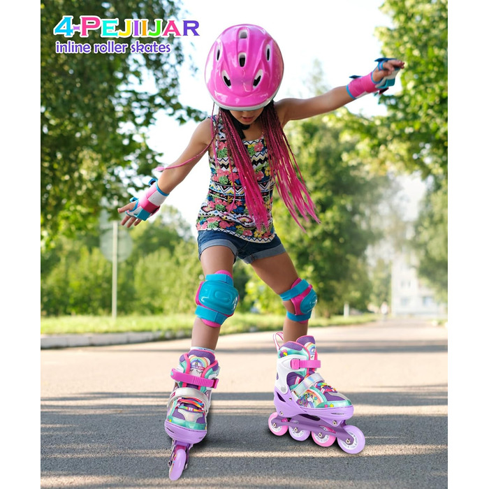 Інлайнери для дівчаток Einhorn: регульовані ролики з підсвічуванням, розмір S (30-33), фіолетовий колір
