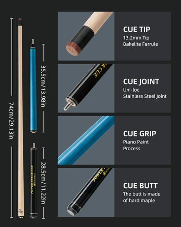 Професійна кий для більярду Crival Heavy Hitter Jump-Break-Queue: 3 частини, 137.2 см, з верхушки 13.2 мм, з клена, для стрибків та обривів