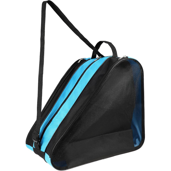 Сумка для роликових ковзанів для дітей, сумка для фігурного катання з регульованими ремінцями, сумка для ковзанів з ручками, сумка для хокею з блискавкою та відділеннями, блакитна