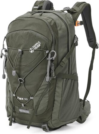 Туристичний рюкзак Terra Peak Flex 30L, з вентиляцією спини, дощовиком і кріпленням для питної системи, середній розмір, 3D Air Mesh, поясний ремінь, преміум якість