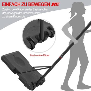 Баскетбольне кільце Yaheetech з регульованою висотою на стійці з колесами для вулиці та приміщення 264 см