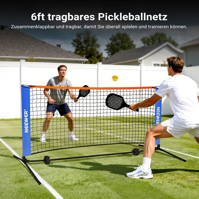 Сітка для піклболу NEEWER 6ft - широка сітка для бадмінтону, портативна, складна, для тренувань в приміщенні та на вулиці