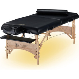 Масажний стіл Master Massage Husky Gibraltar, розкладний, косметологічний, терапевтичний, екстра широкий, з підсвіткою, дерев'яний, 81 см, чорний