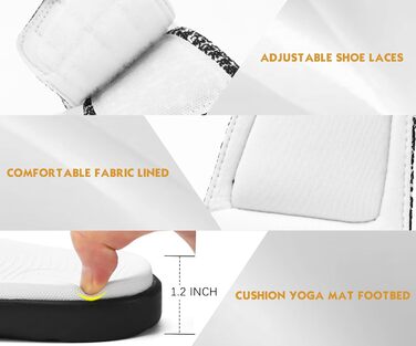 Чоловічі шльопанці ONCAI для душу та басейну з липучкою, відкриті пальці, спортивні, літні, для дому, м'яка гумова підошва, розмір 40-49 (46 EU, чорний/білий)