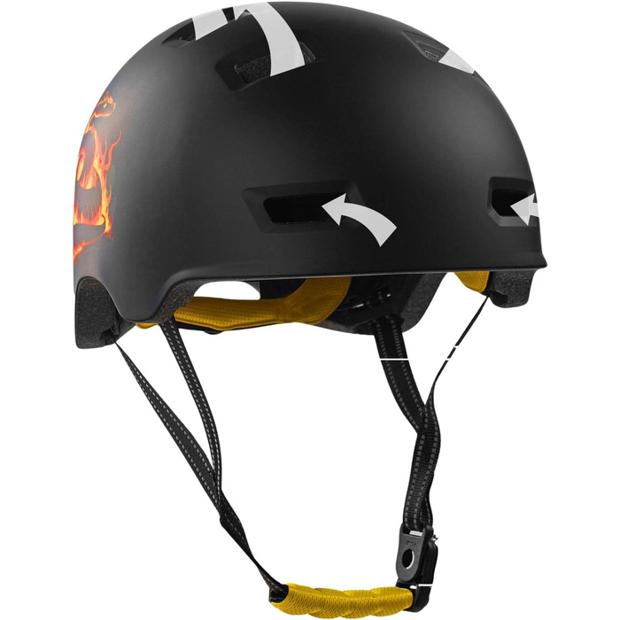 Велошолом Crazy Safety Rampage Orange Schlange для велосипедистів, скейтерів та ролерів, розмір M (54-57 см), регульований, для чоловіків, жінок і дітей, помаранчевий зміїний дизайн