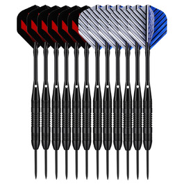 Дарти сталеві Steel Dartpfeile набір 6/12 шт. з металевими наконечниками, алюмінієвими стержнями, 18 пір'ями та гумовими кільцями, 22/23 г