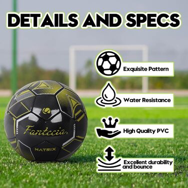 М'яч для футболу розмір 5 з насосом, шкіряний, унісекс, для дорослих та дітей, для гри в приміщенні та на вулиці, чорний