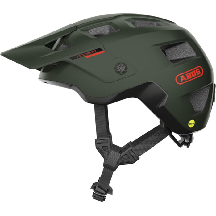 Велошолом ABUS MoDrop MIPS для MTB, зелений, захист для гірського велосипеда, універсальний розмір M (54-58 см), ударостійкий, індивідуальна підгонка