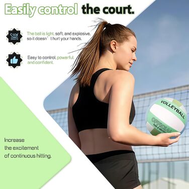 Волейбольний м'яч Aipwerer для пляжу та залу: водонепроникний, Soft Touch, зелено-жовтий, розмір 5