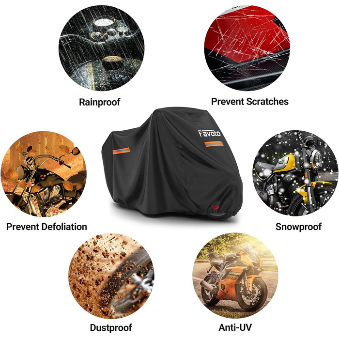 Водонепроникний мотоциклетний чехол Favoto Outdoor XXL 245x102x122cm - захист від пилу та погодних умов