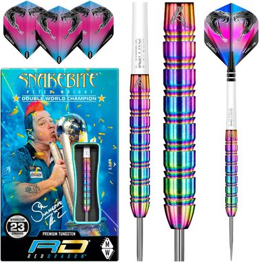 Професійний набір дротиків Red Dragon Peter Wright Snakebite 1, вольфрамові, 23 г, з крилами та стрижнями